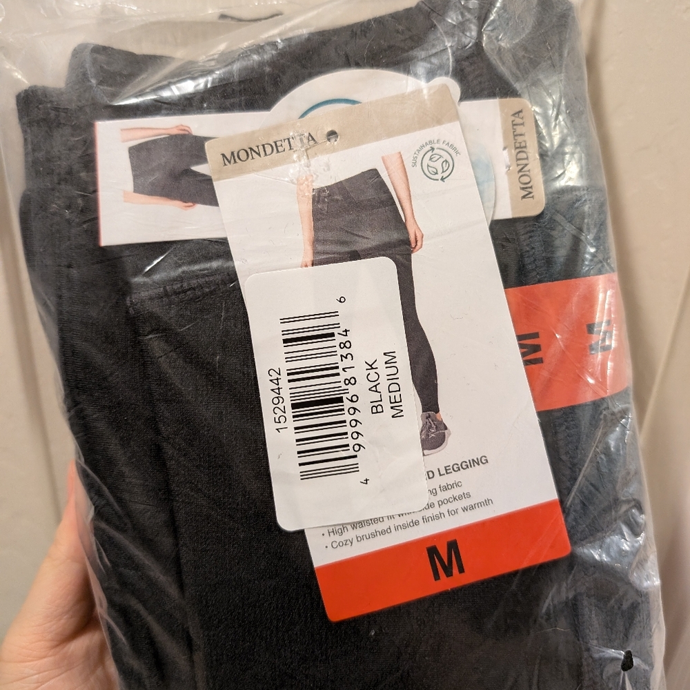 Mondetta Ladies Brushed Jacquard Leggings in Black Medium - Picture 2 of 2
